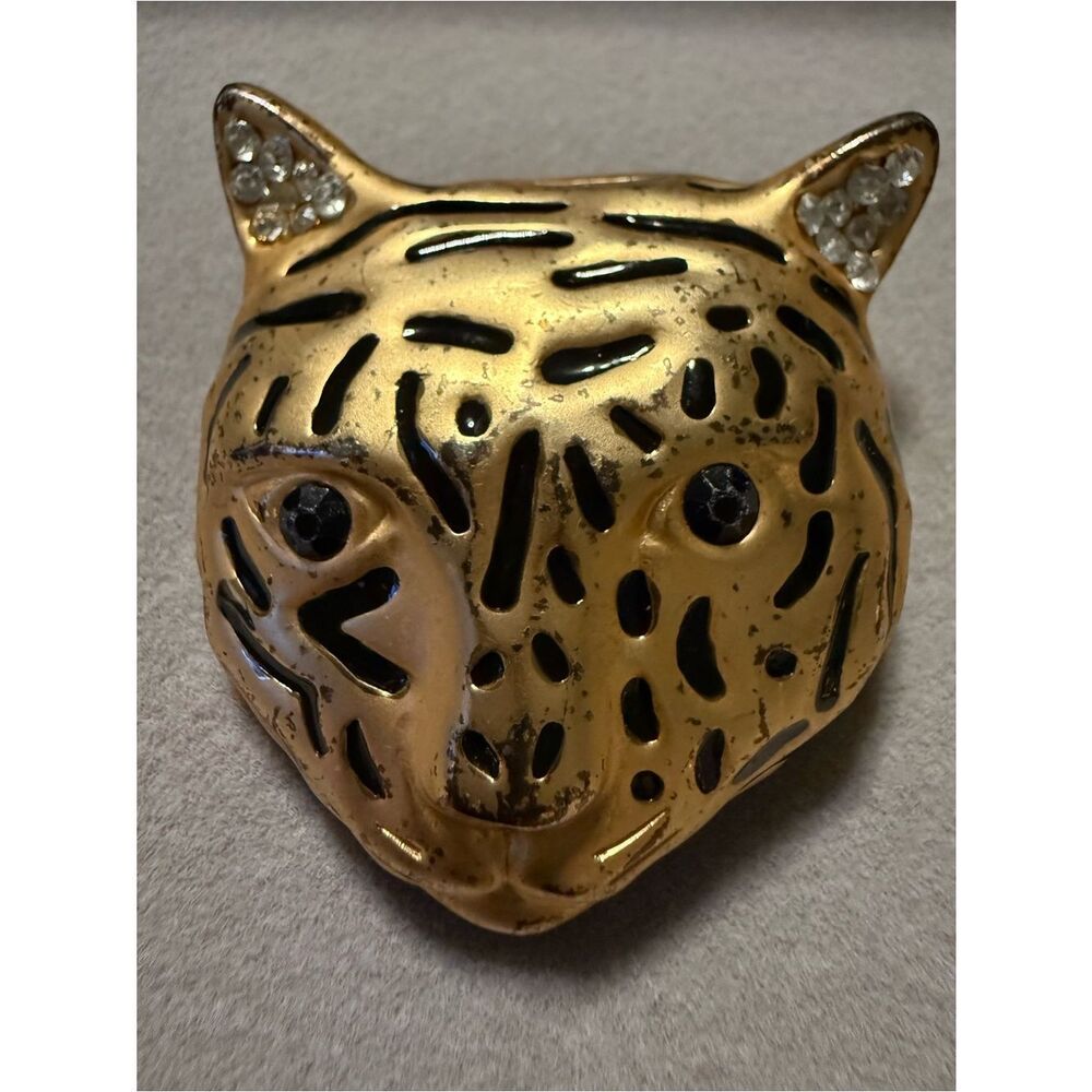 Vintage Gold Leopard Brooch For Women Statement Cat Animal Jewelry Bold - Picture 11 of 17